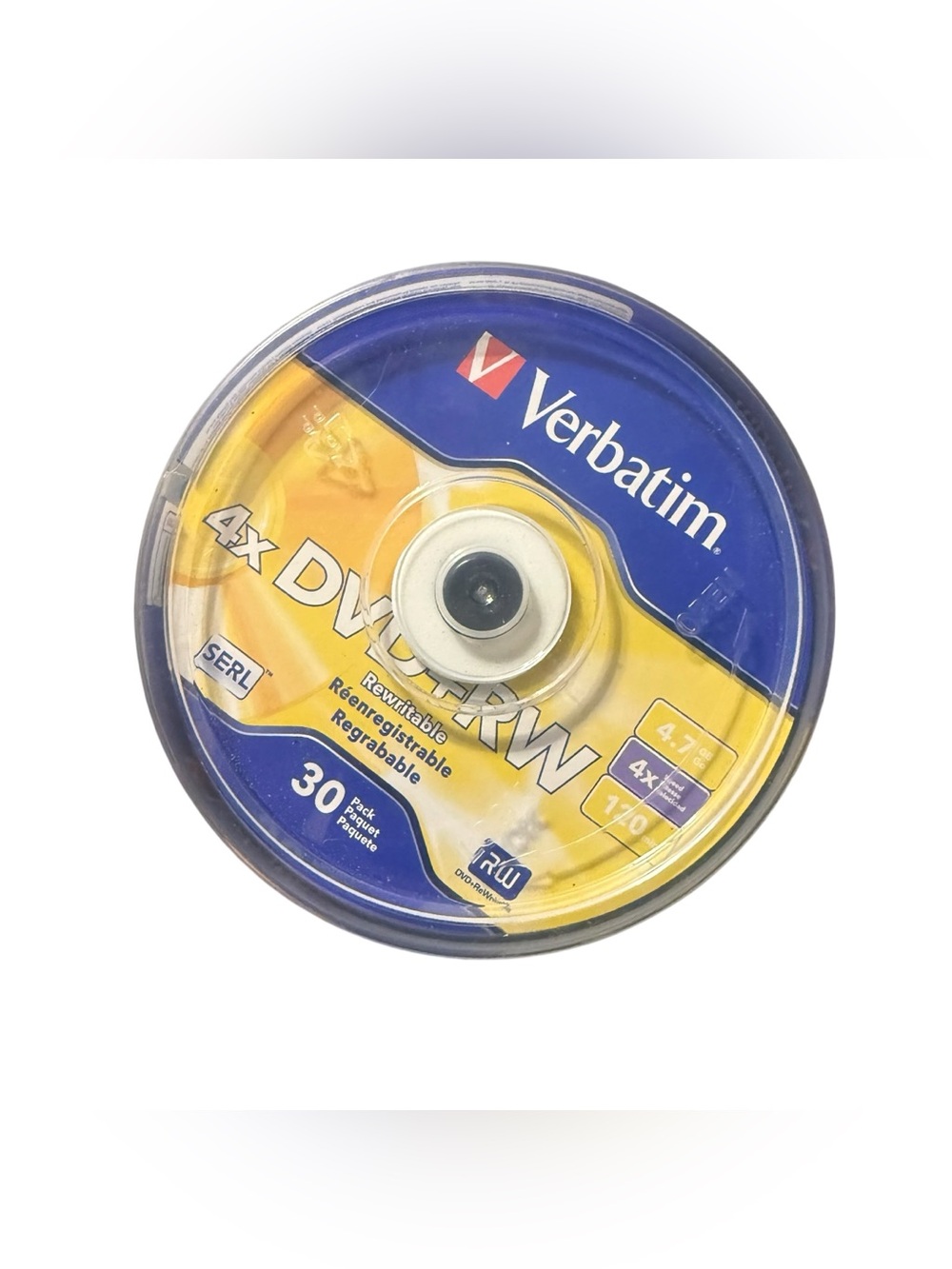 Verbatim DVD+RW 4.7GB 120Min Up to 4X Blank Discs 30pk Spindle
